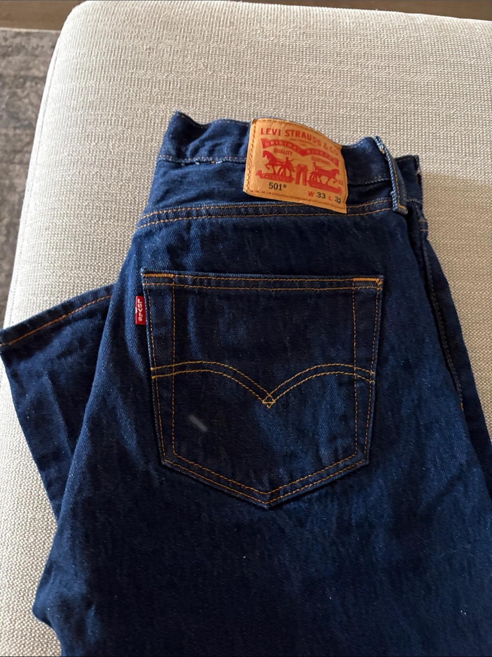 Levi's Dark Blue Straight Men’s Jeans with Signature Back Pocket